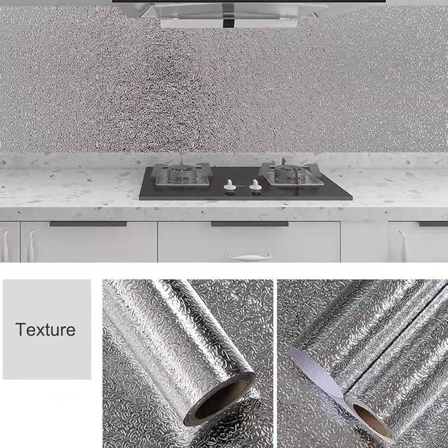 ROLLO DE PAPEL DE ALUMINIO ADHESIVO PARA COCINA 60CMX3M LISO/ CORRUGADO